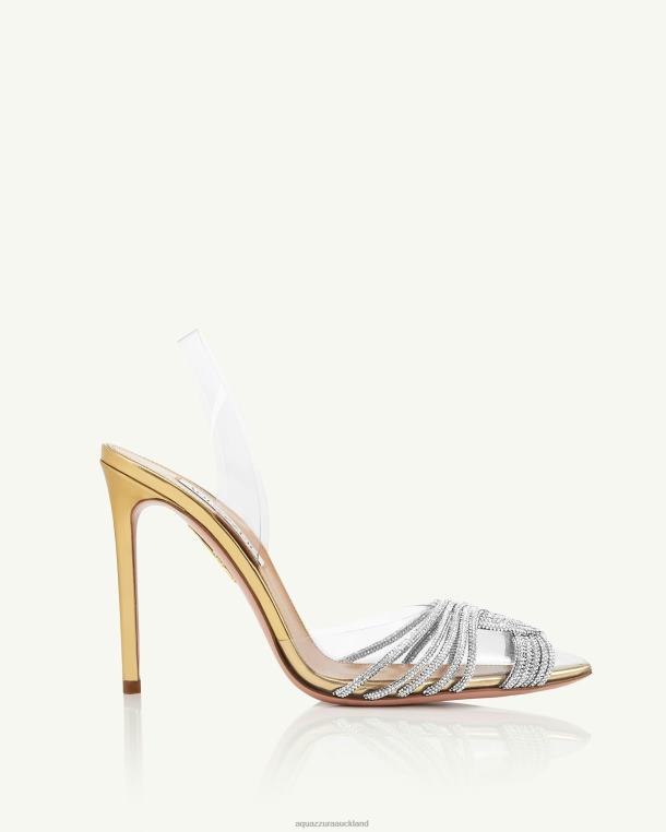 Aquazzura Gatsby Plexi Sling 105 GOLD TZ666220