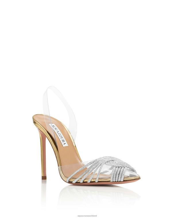 Aquazzura Gatsby Plexi Sling 105 GOLD TZ666220