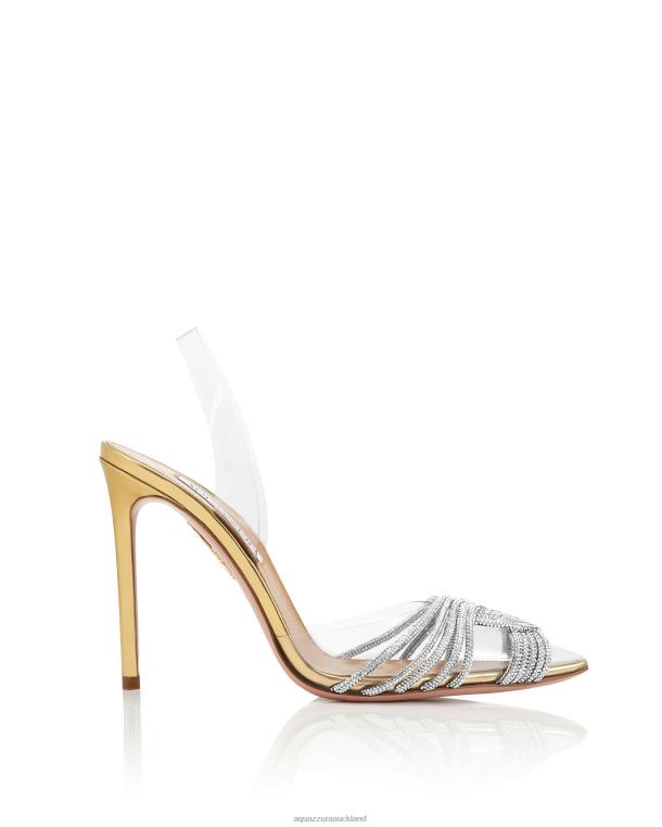 Aquazzura Gatsby Plexi Sling 105 GOLD TZ666220