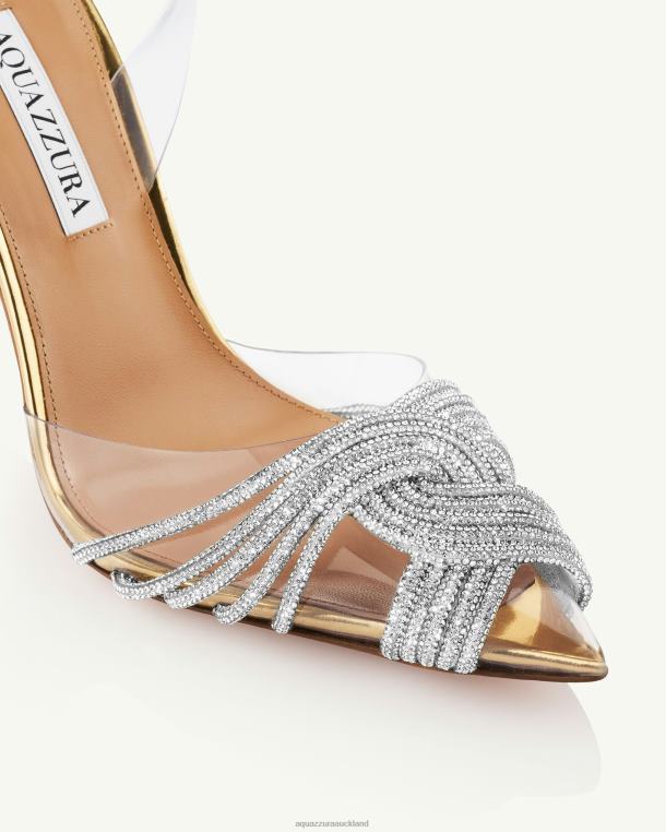 Aquazzura Gatsby Plexi Sling 105 GOLD TZ666220