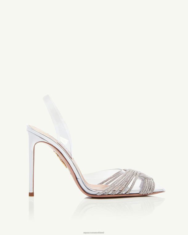 Aquazzura Gatsby Plexi Sling 105 SILVER TZ666182