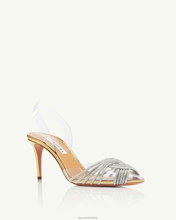 Aquazzura Gatsby Plexi Sling 75 GOLD TZ666221