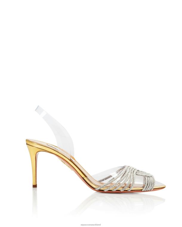 Aquazzura Gatsby Plexi Sling 75 GOLD TZ666221