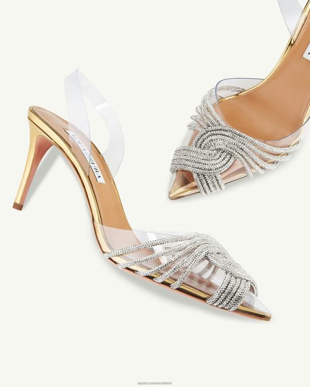 Aquazzura Gatsby Plexi Sling 75 GOLD TZ666221