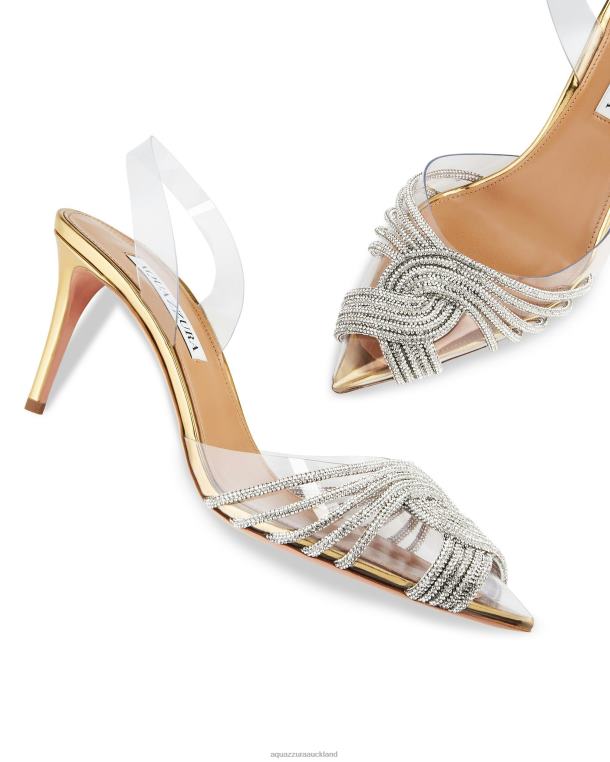 Aquazzura Gatsby Plexi Sling 75 GOLD TZ666221