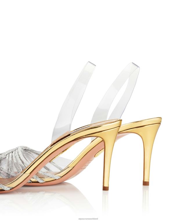 Aquazzura Gatsby Plexi Sling 75 GOLD TZ666221