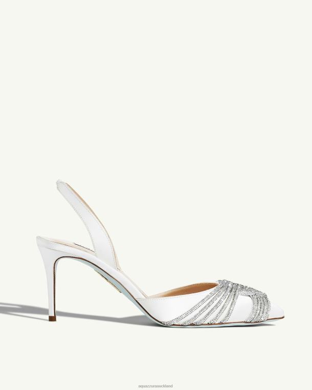 Aquazzura Gatsby Sling Satin 75 WHITE TZ666238