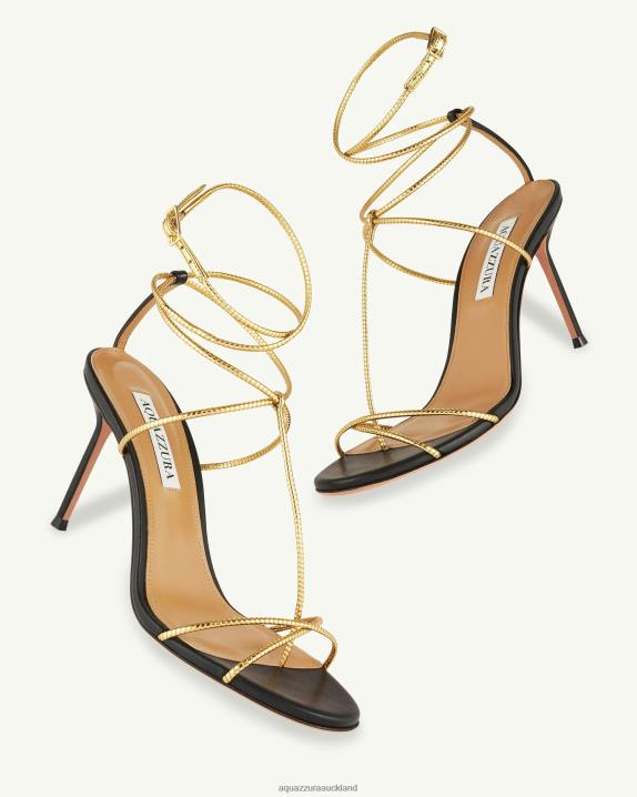 Aquazzura Roman Romance Sandal 85 BLACK R4L66