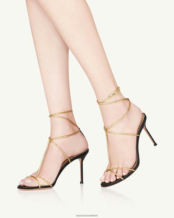 Aquazzura Roman Romance Sandal 85 BLACK R4L66