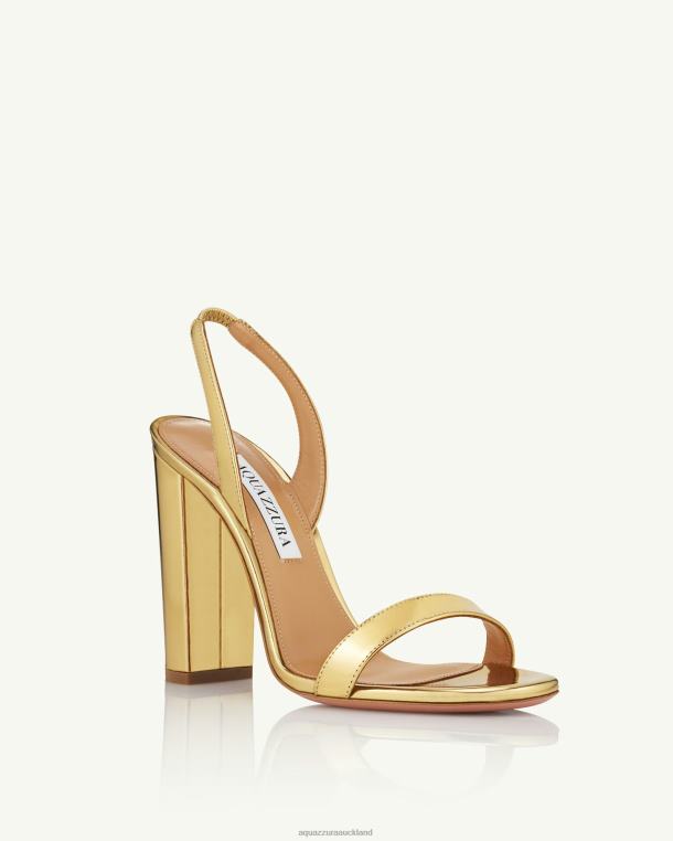 Aquazzura So Nude Block Sandal 105 GOLD TZ66669