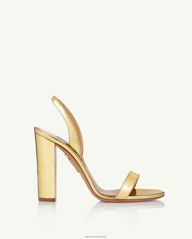 Aquazzura So Nude Block Sandal 105 GOLD TZ66669