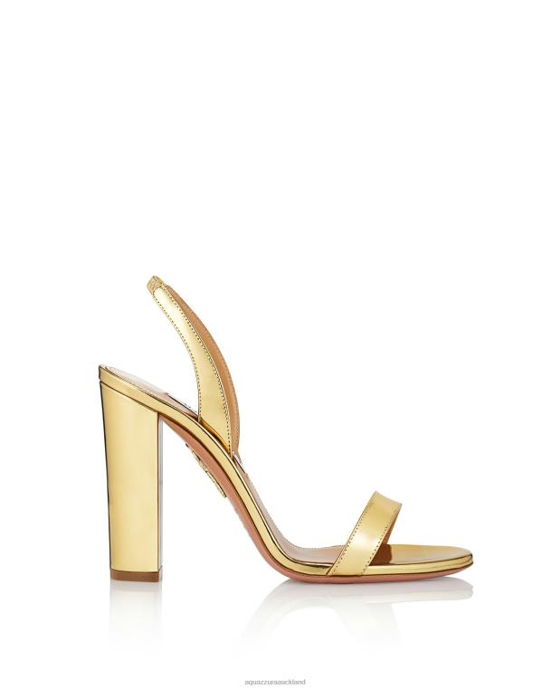 Aquazzura So Nude Block Sandal 105 GOLD TZ66669