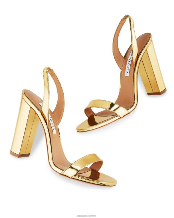 Aquazzura So Nude Block Sandal 105 GOLD TZ66669