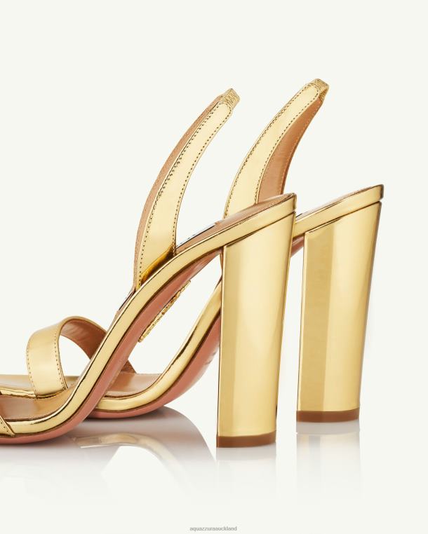 Aquazzura So Nude Block Sandal 105 GOLD TZ66669