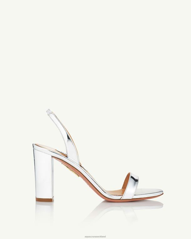 Aquazzura So Nude Block Sandal 85 SILVER TZ666153