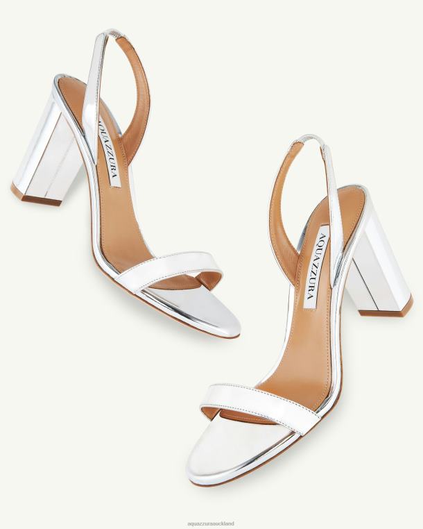 Aquazzura So Nude Block Sandal 85 SILVER TZ666153