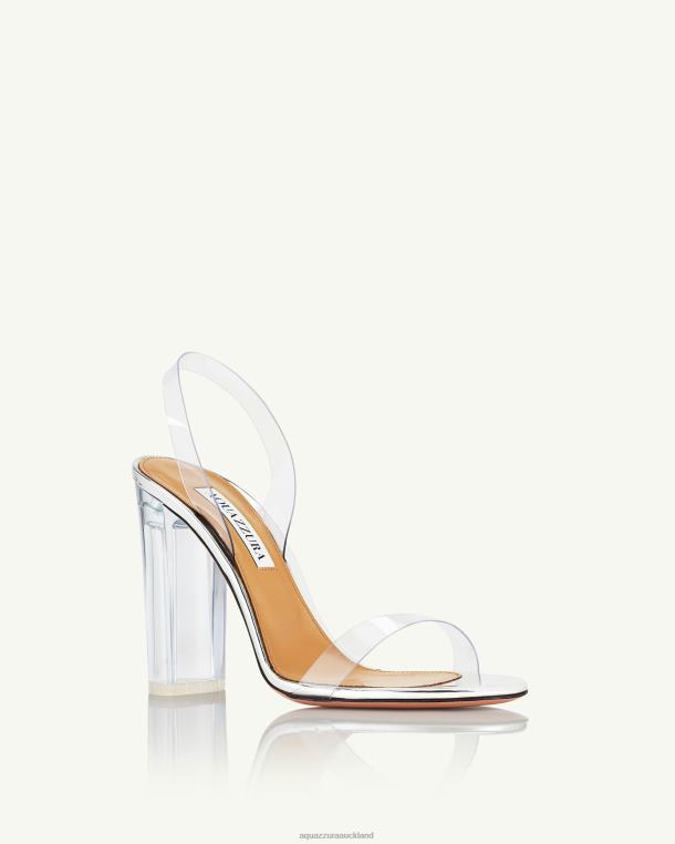 Aquazzura So Nude Plexi Block Sandal 105 SILVER TZ666116