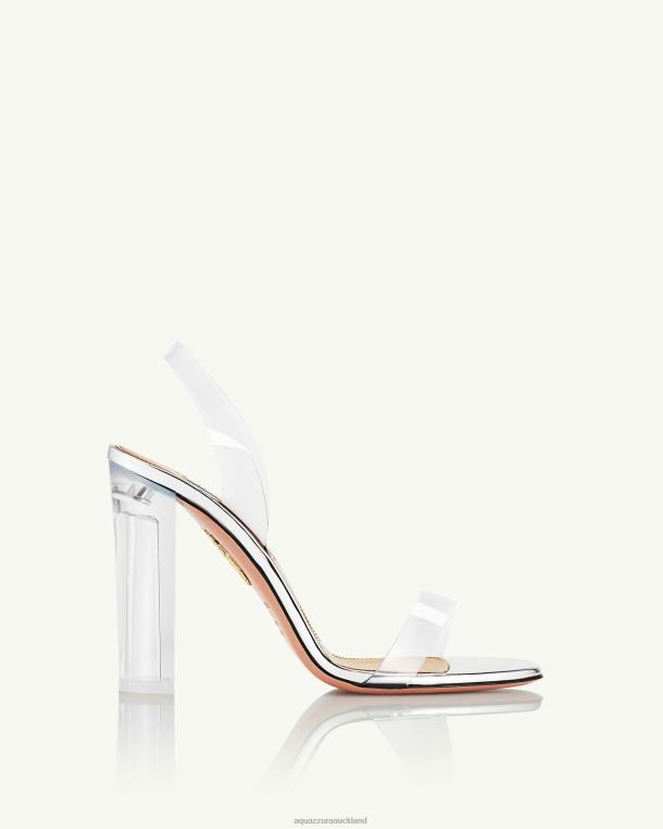 Aquazzura So Nude Plexi Block Sandal 105 SILVER TZ666116