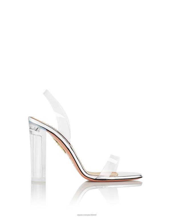 Aquazzura So Nude Plexi Block Sandal 105 SILVER TZ666116