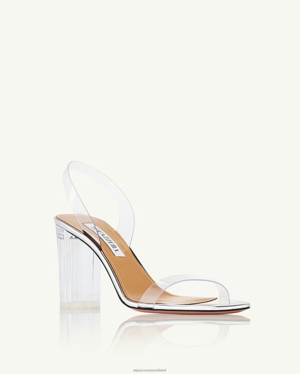 Aquazzura So Nude Plexi Block Sandal 85 SILVER TZ666115