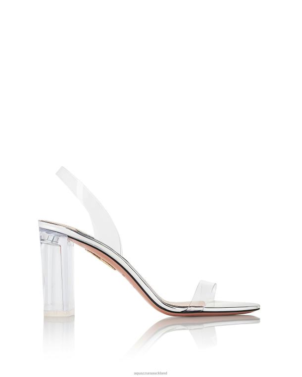 Aquazzura So Nude Plexi Block Sandal 85 SILVER TZ666115