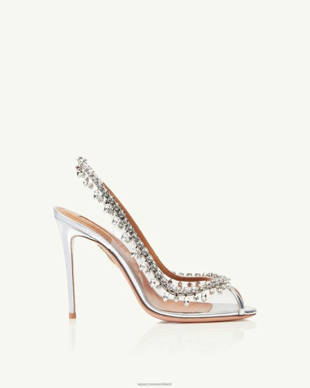 Aquazzura Temptation Crystal Sandal 105 SILVER TZ666132