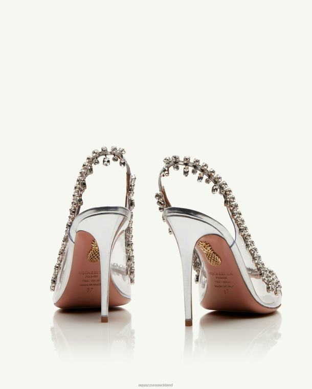 Aquazzura Temptation Crystal Sandal 105 SILVER TZ666132