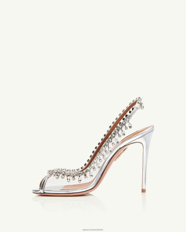 Aquazzura Temptation Crystal Sandal 105 SILVER TZ666132