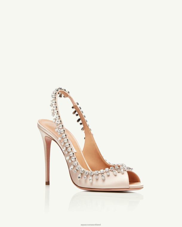 Aquazzura Temptation Crystal Satin Sandal 105 PINK TZ666155