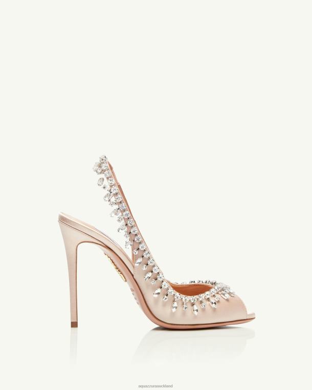 Aquazzura Temptation Crystal Satin Sandal 105 PINK TZ666155