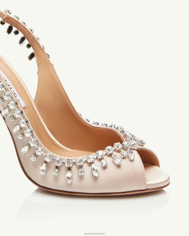 Aquazzura Temptation Crystal Satin Sandal 105 PINK TZ666155