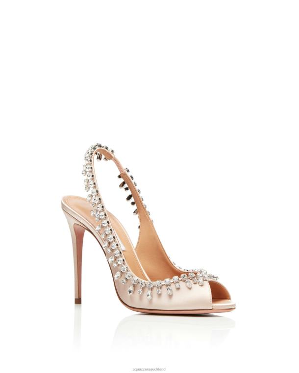 Aquazzura Temptation Crystal Satin Sandal 105 PINK TZ666155