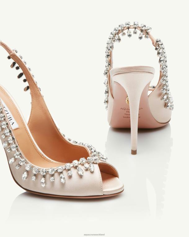 Aquazzura Temptation Crystal Satin Sandal 105 PINK TZ666155