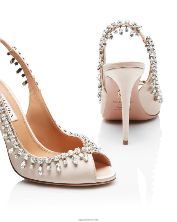 Aquazzura Temptation Crystal Satin Sandal 105 PINK TZ666155