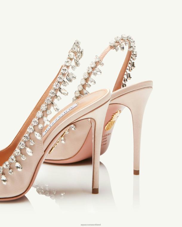 Aquazzura Temptation Crystal Satin Sandal 105 PINK TZ666155