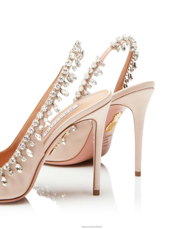 Aquazzura Temptation Crystal Satin Sandal 105 PINK TZ666155