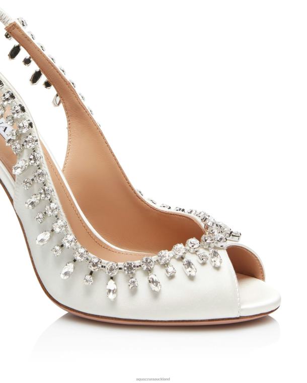 Aquazzura Temptation Crystal Satin Sandal 105 WHITE TZ666307