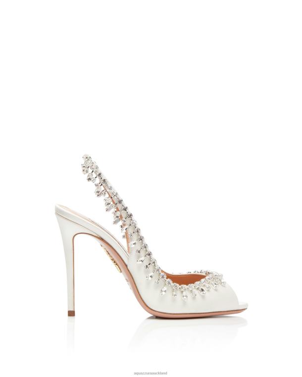 Aquazzura Temptation Crystal Satin Sandal 105 WHITE TZ666307