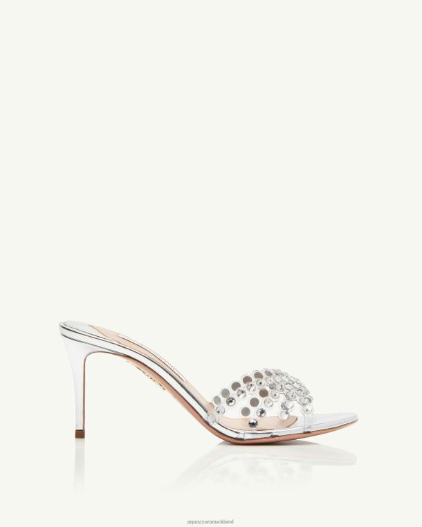 Aquazzura Tequila Plexi Mule 75 SILVER TZ66679