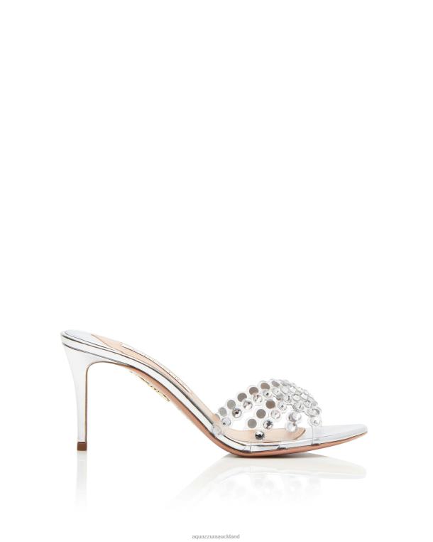 Aquazzura Tequila Plexi Mule 75 SILVER TZ66679