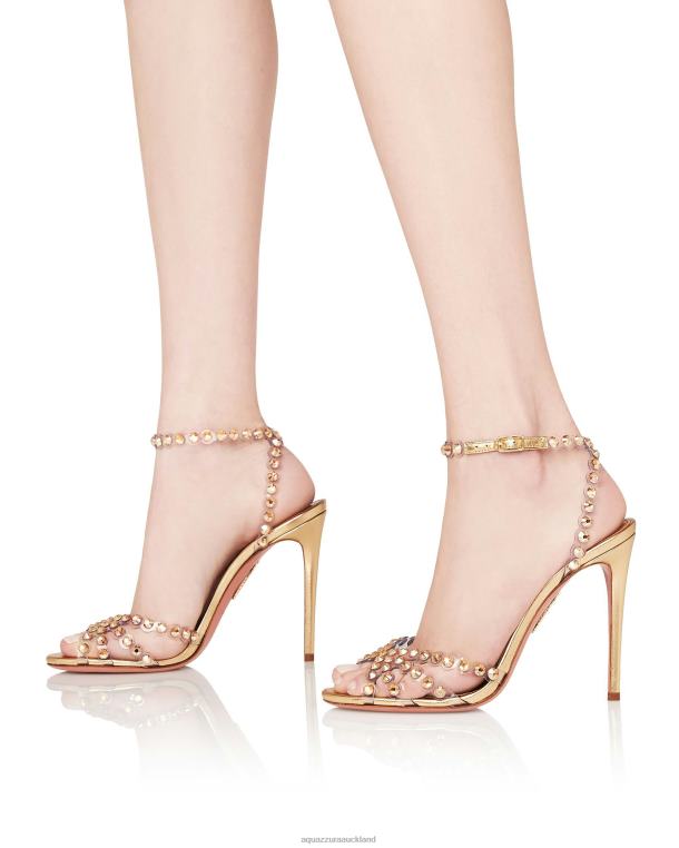 Aquazzura Tequila Plexi Sandal 105 GOLD TZ666106