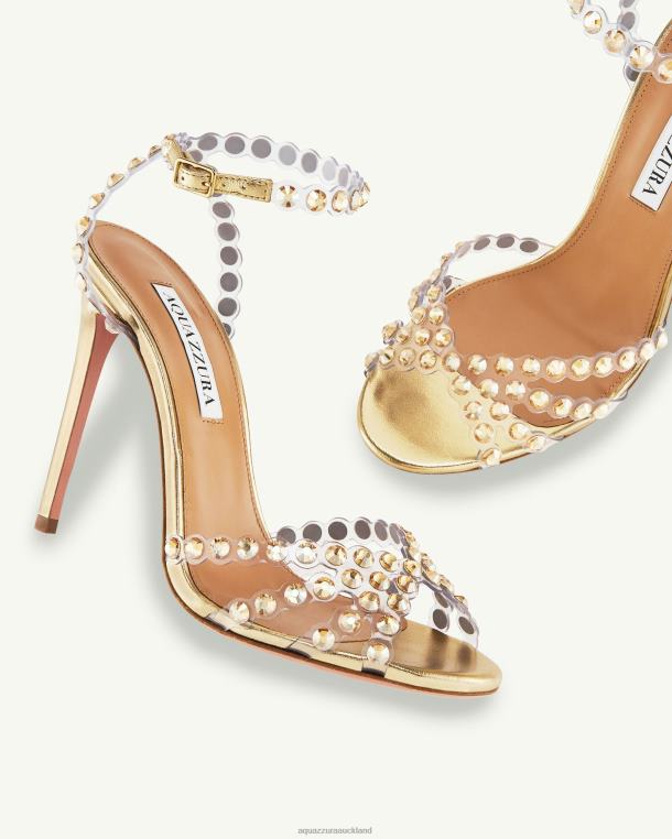 Aquazzura Tequila Plexi Sandal 105 GOLD TZ666106