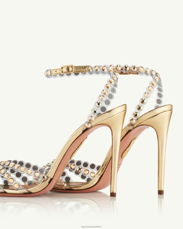 Aquazzura Tequila Plexi Sandal 105 GOLD TZ666106