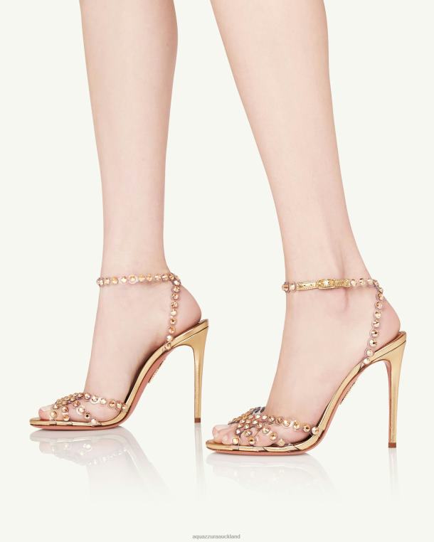 Aquazzura Tequila Plexi Sandal 105 GOLD TZ666106