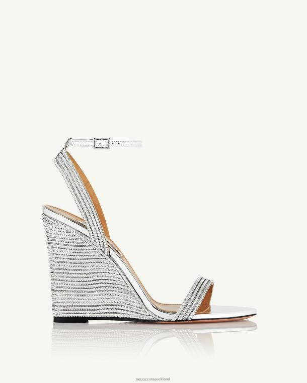 Aquazzura Wow Crystal Wedge 95 SILVER TZ66683