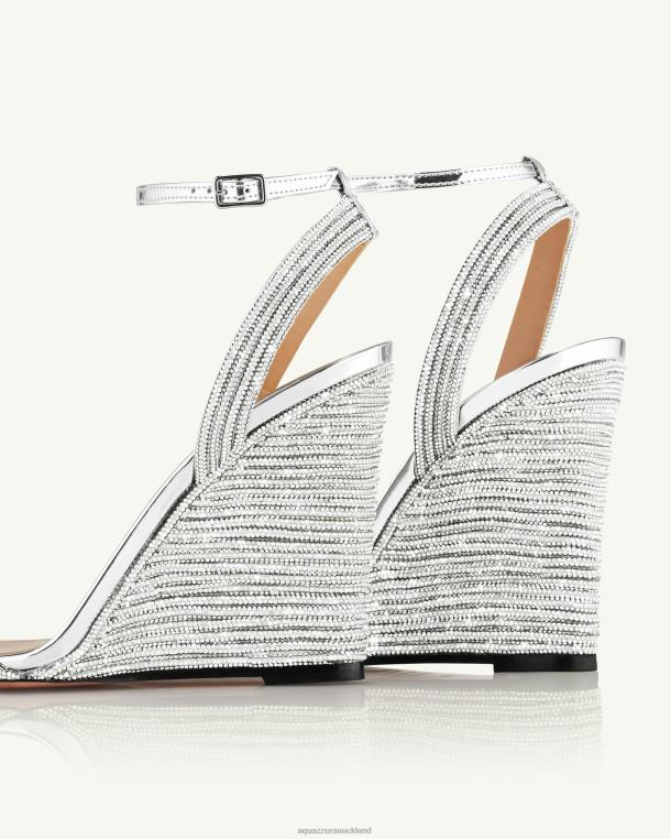 Aquazzura Wow Crystal Wedge 95 SILVER TZ66683